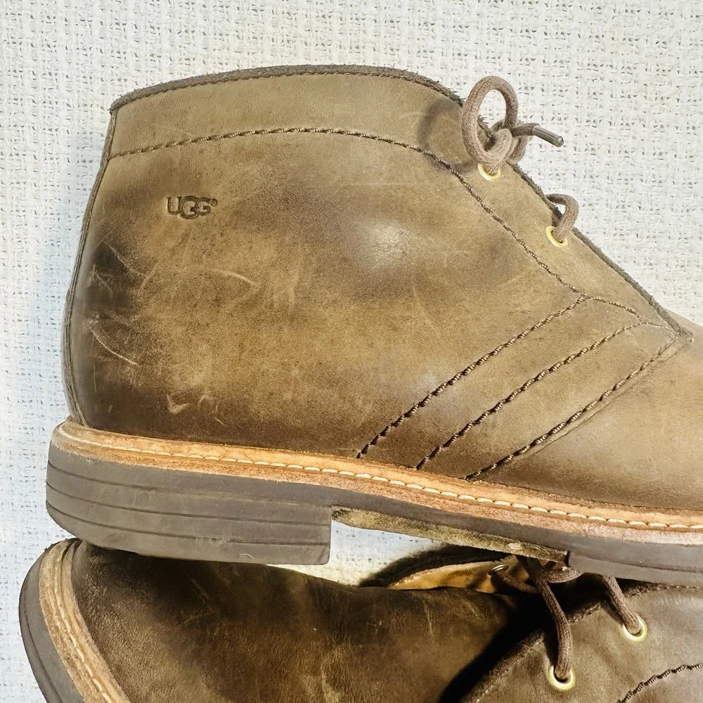 UGG Dagmann‎ Grizzly Brown Leather Chukka Boots Shoes Men's Size 9 New Insoles